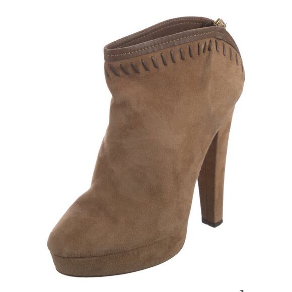 JIMMY CHOO Taupe Suede Platform Ankle Booties Size IT 39/US 9 - Picture 2 of 5